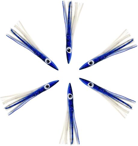 6" Tuna Clone Lures, 6 Pcs Blue/White for Saltwater Fishing, Ideal for Tuna, Mahi‑Mahi, Wahoo & Offshore Game Fish in Saudi Arabia