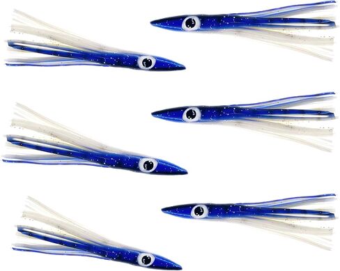 6" Tuna Clone Lures, 6 Pcs Blue/White for Saltwater Fishing, Ideal for Tuna, Mahi‑Mahi, Wahoo & Offshore Game Fish in Saudi Arabia