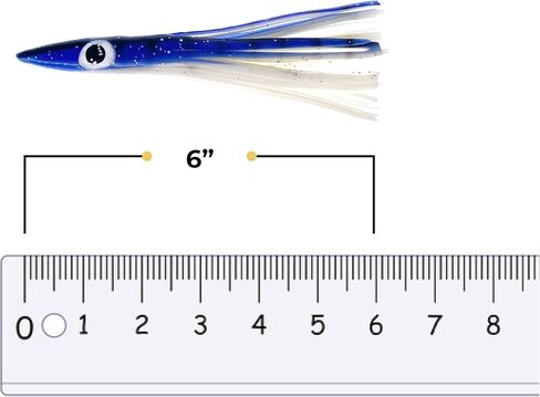 6" Tuna Clone Lures, 6 Pcs Blue/White for Saltwater Fishing, Ideal for Tuna, Mahi‑Mahi, Wahoo & Offshore Game Fish in Saudi Arabia