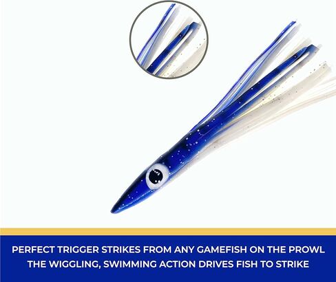 6" Tuna Clone Lures, 6 Pcs Blue/White for Saltwater Fishing, Ideal for Tuna, Mahi‑Mahi, Wahoo & Offshore Game Fish in Saudi Arabia