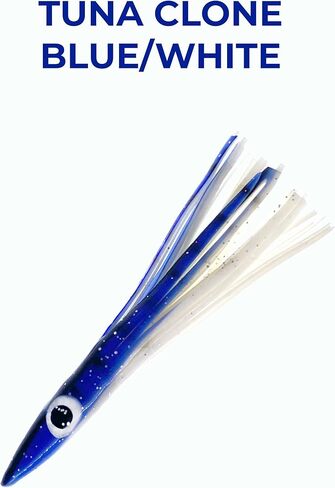 6" Tuna Clone Lures, 6 Pcs Blue/White for Saltwater Fishing, Ideal for Tuna, Mahi‑Mahi, Wahoo & Offshore Game Fish in Saudi Arabia