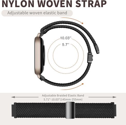 Braided Nylon Watch Band Compatible with Amazfit Helio Strap, 22mm Magnetic Stretchy Elastic Fabric Bands for Amazfit Helio Strap in Kuwait