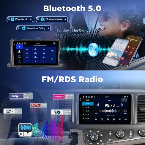 [4+128G] Upgrade Radio for Toyota Sienna 2010-2014, 9 inch Android IPS Incell Touchscreen Stereo - Wireless Carplay and Android Auto, 5G/WiFi, GPS, Custom Homepage, BT 5.0 + Backup Camera + Canbus in Saudi Arabia