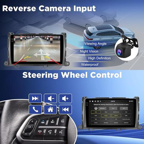 [4+128G] Upgrade Radio for Toyota Sienna 2010-2014, 9 inch Android IPS Incell Touchscreen Stereo - Wireless Carplay and Android Auto, 5G/WiFi, GPS, Custom Homepage, BT 5.0 + Backup Camera + Canbus in Saudi Arabia