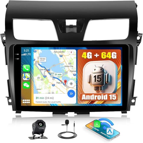 [4G+64G] Car Radio for Nissan Altima 2013-2018 with Wireless CarPlay Android Auto,10.1" Touchscreen Android 15 Car Stereo with Mirror Link WiFi GPS Navigation,Bluetooth,FM/RDS SWC EQ+Backup Camera in Saudi Arabia