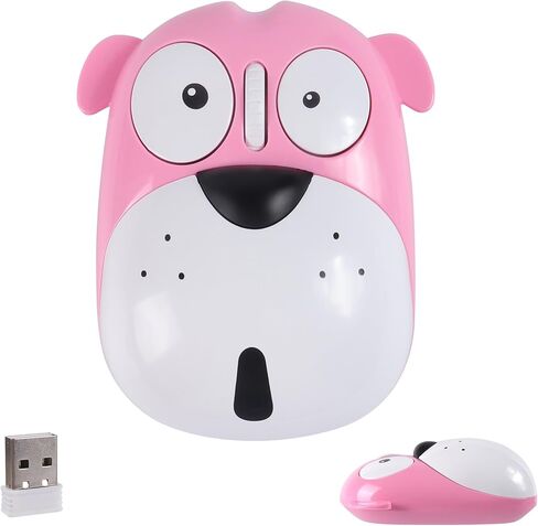 ماوس لاسلكي لطيف على شكل حيوان كرتوني على شكل كلب ماوس لاسلكي مع جهاز استقبال USB 2.4 جيجا هرتز بصري محمول صغير قابل لإعادة الشحن صامت جميل جرو الفئران لأجهزة الكمبيوتر المحمول وأجهزة الكمبيوتر المكتبية وأجهزة الكمبيوتر المحمولة للأطفال والكبار هدايا، أسو in Kuwait