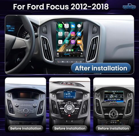 راديو السيارة لسيارة Ford Focus 2012-2018: 8 Core 4G+32G ترقية 9.7 بوصة 1024x768 IPS شاشة لمس، Android 13 ستيريو يدعم Carplay اللاسلكي وAndroid Auto، 5GWiFi GPS FM RDS BT SWC Mic 1080P كاميرا احتياطية in Kuwait