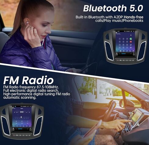 راديو السيارة لسيارة Ford Focus 2012-2018: 8 Core 4G+32G ترقية 9.7 بوصة 1024x768 IPS شاشة لمس، Android 13 ستيريو يدعم Carplay اللاسلكي وAndroid Auto، 5GWiFi GPS FM RDS BT SWC Mic 1080P كاميرا احتياطية in Kuwait