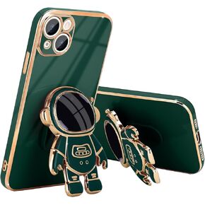 متوافق مع حافظة آيفون 13، تصميم لطيف ثلاثي الأبعاد، حامل رائد فضاء، حماية الكاميرا، غطاء خلفي ناعم مقاوم للصدمات لهاتف أبل آيفون 13، أسود in Kuwait