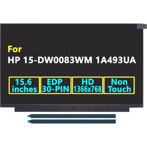 شاشة بديلة LCD مقاس 15.6 بوصة لجهاز HP 15-DW0083WM 1A493UA - متوافقة مع شاشة الكمبيوتر المحمول L52000-001 L07627-JD1، HD 1366x768 Matte 30-Pin التي لا تعمل باللمس in Kuwait