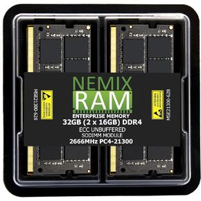 32GB 2X16GB DDR4 2666MHZ PC4-21300 2Rx8 1.2V CL19 260-PIN ECC Unbuffered SODIMM KIT NEMIX RAM Compatible with Synology D4ES03-16G NAS 25 Series: DS1825+ DS1525+ DS925+ DS725+ in Saudi Arabia