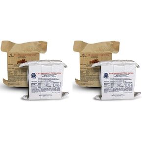 S.O.S. لوح طعام Rations Emergency يحتوي على 3600 سعرة حرارية (قرفة + جوز الهند، عبوتان) وتنقية مياه الشرب، وأقراص معالجة المياه - عبوة مزدوجة مكونة من 50 قطعة in Kuwait