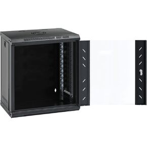 12U Wall Mount Network Cabinet 19 Inch IP20 Steel Enclosure with Lockable Glass Door, 53x40x60 cm, Black in Kuwait