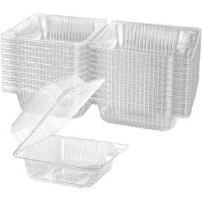 Axe Sickle 5 x 5 inch Clear Plastic Hinged Take Out Containers Clamshell Takeout Tray 50 Count Food Clamshell Containers for Dessert, Cakes, Cookies, Salads, Pasta, Sandwiches in Saudi Arabia