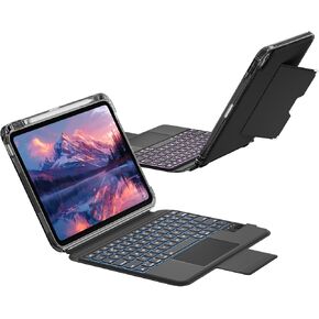 حافظة kenke iPad Air 11 بوصة مع لوحة مفاتيح (M3/M2، 2025/2024) وiPad Air الجيل الخامس/الرابع مع لوحة مفاتيح بإبزيم مغناطيسي، أوضاع عمودية/مرتفعة، مع حافظة واقية قابلة للإزالة، أسود in Kuwait