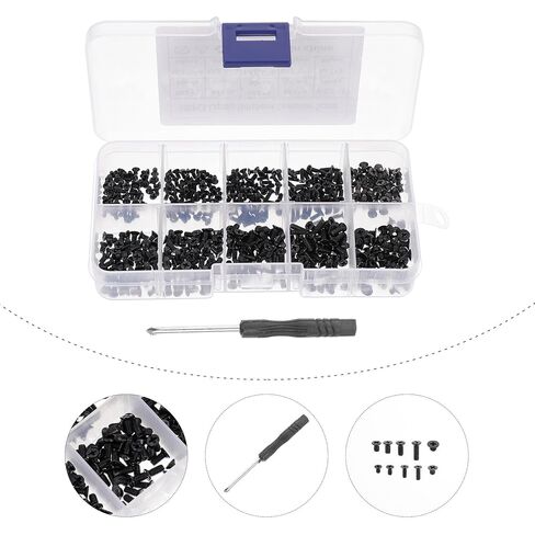 Veemoon 500pcs M2-m3 Black Carbon Steel Computer Screws Kit with Cross Recess Screwdriver, Flat Head Countersunk Machine Screws for PC Assembly and Repair in Saudi Arabia