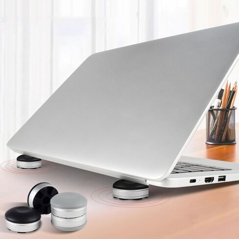 Housoutil 2pcs Portable Laptop Stands Laptop Risers Computer Heightening Holders with Non-Slip Feet for Desk Use, Ventilated Black Brackets Suitable for Cooling and Ergonomic Support in Saudi Arabia