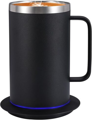 مجموعة USB Cup Warme ، 8/18 القدح القهوة الكهربائية من الفولاذ المقاوم للصدأ مع إغلاق 10h السيارات ، القدح التدفئة الذاتي للمكتب 17oz-Black in Kuwait