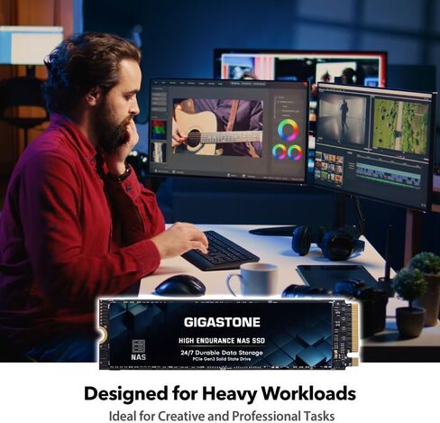 Gigastone M.2 2280 NAS SSD 500GB (4-Pack) PCIe 3.0 Gen 3x4 24/7 قدرة تحمل عالية 2,100 ميجابايت/ثانية للتخزين المتصل بالشبكة ومركز بيانات الأعمال السحابة الشخصية NVMe محرك الحالة الصلبة الداخلي SLC ذاكرة التخزين المؤقت in Saudi Arabia