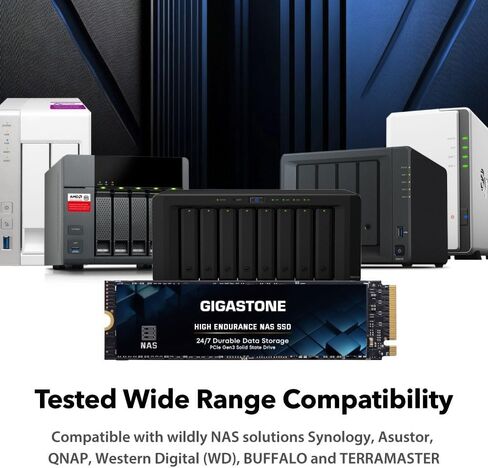 Gigastone M.2 2280 NAS SSD 500GB (4-Pack) PCIe 3.0 Gen 3x4 24/7 قدرة تحمل عالية 2,100 ميجابايت/ثانية للتخزين المتصل بالشبكة ومركز بيانات الأعمال السحابة الشخصية NVMe محرك الحالة الصلبة الداخلي SLC ذاكرة التخزين المؤقت in Saudi Arabia