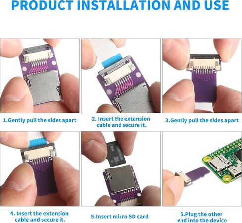 Micro SD Male to Female Flexible Extension Cable, 15cm/5.9in Micro SD Card Extension Adapter, Compatible with Raspberry Pi, Arduino, 3D Printers, and Other Devices, 2pcs in Saudi Arabia
