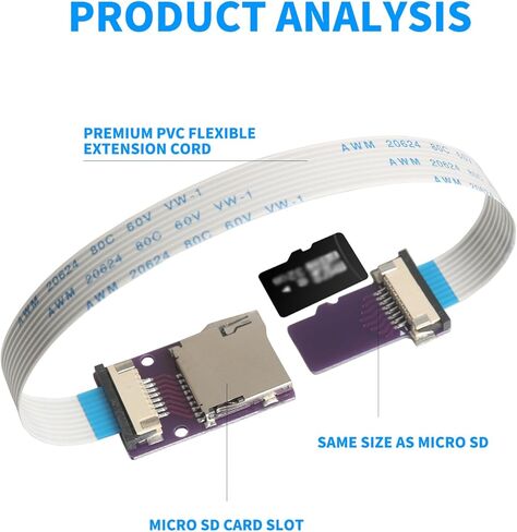 Micro SD Male to Female Flexible Extension Cable, 15cm/5.9in Micro SD Card Extension Adapter, Compatible with Raspberry Pi, Arduino, 3D Printers, and Other Devices, 2pcs in Saudi Arabia