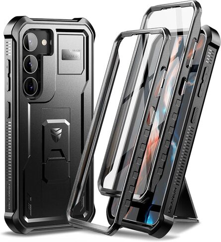 حافظة Dexnor لكامل الجسم لهاتف Samsung Galaxy S23 Plus 5G/6.6 بوصة، [إطار أمامي إضافي] واقي شاشة مدمج عالي التحمل من الدرجة العسكرية ومسند لهاتف Samsung S23 Plus 5G، أسود in Kuwait