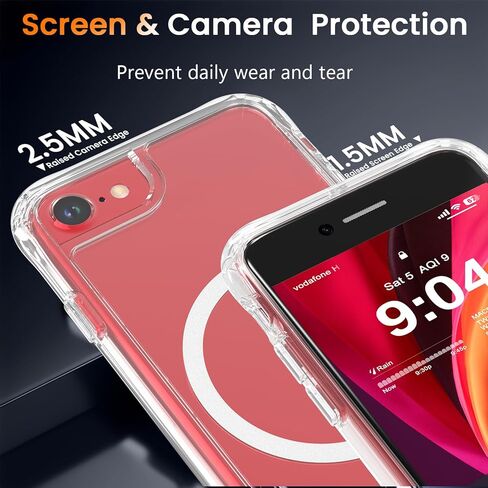 WRJ Magnetic Clear Case for iPhone 7/8/SE 2022/SE 2020 4.7-Inch,[Compatible with Magsafe] [Military Grade Drop Protection] Non-Yellowing Anti-Scratch Ultra Slim Transparent Shockproof Phone Case-Clear in Saudi Arabia