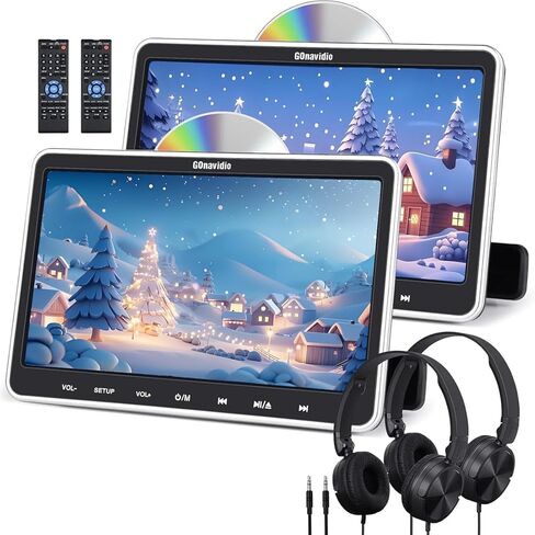 مشغلات DVD للسيارة مقاس 10.1 بوصة مع مدخل HDMI، وحاملان لتثبيت سماعات الرأس، ويدعمان نفس الفيلم/فيلم مختلف، والذاكرة الأخيرة، وخالية من المنطقة، وبطاقة USB SD، بدون بطارية (مشغلان DVD لمسند الرأس) in Saudi Arabia