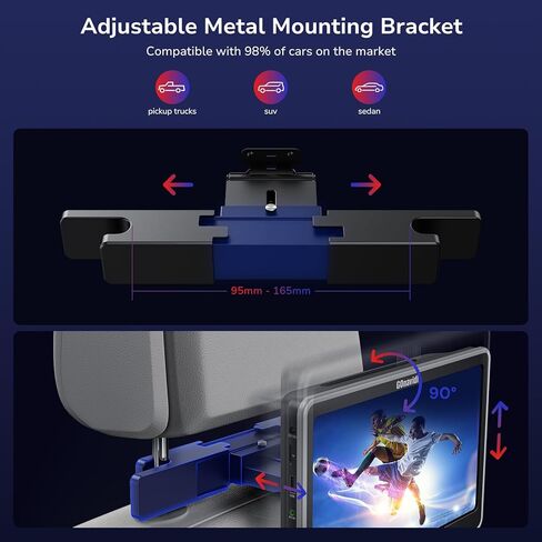 مشغلات DVD للسيارة مقاس 10.1 بوصة مع مدخل HDMI، وحاملان لتثبيت سماعات الرأس، ويدعمان نفس الفيلم/فيلم مختلف، والذاكرة الأخيرة، وخالية من المنطقة، وبطاقة USB SD، بدون بطارية (مشغلان DVD لمسند الرأس) in Saudi Arabia