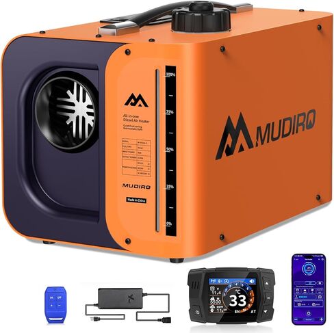 Diesel Heater 12V/24V/110V 8KW with CO Protection (Auto Shut-off & Alarm), Thermostat, Bluetooth/Remote, TFT Display, Auto Altitude Adjustment, Chinese Diesel Heater for Camping, RV, Tent in Saudi Arabia