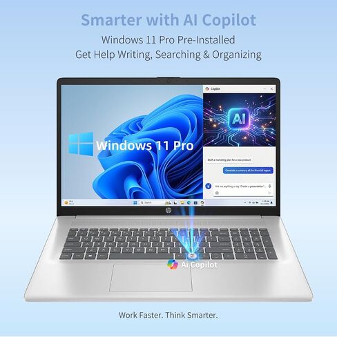HP 2026 17.3 بوصة HD+ كمبيوتر محمول للأعمال والطلاب - ذاكرة وصول عشوائي 16 جيجابايت و512 جيجابايت SSD - Intel Core i3-N305، عمر بطارية يصل إلى 9.5 ساعات، شحن سريع، IPS، AI Copilot، Type-c، HDMI، Win11 Pro، الملحقات in Kuwait