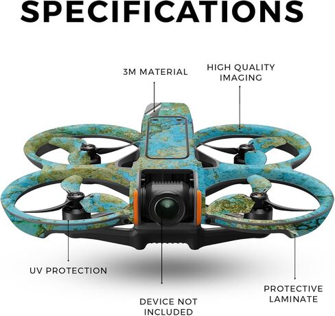 غلاف الطائرة بدون طيار متوافق مع DJI Avata 2 (2024) - رخام أزرق مخضر - غطاء لاصق واقٍ من الفينيل الفاخر 3M - سهل الاستخدام | صُنع في الولايات المتحدة الأمريكية بواسطة MightySkins in Kuwait