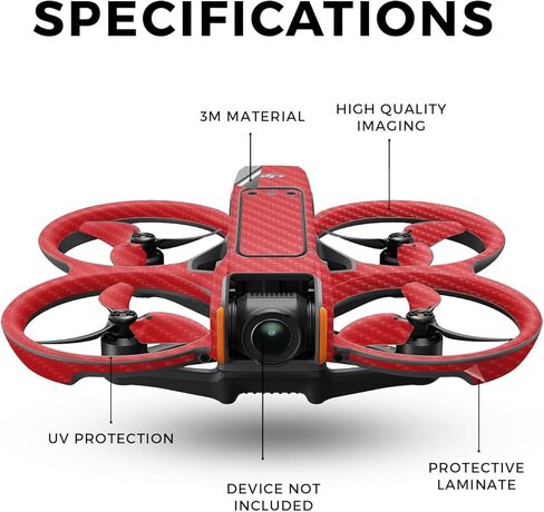 جلد الطائرة بدون طيار من ألياف الكربون متوافق مع DJI Avata 2 (2024) - أحمر خالص - غطاء لاصق واقٍ من الفينيل 3M ممتاز - سهل الاستخدام | صُنع في الولايات المتحدة الأمريكية بواسطة MightySkins in Kuwait