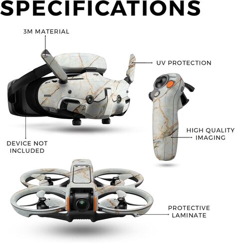 Drone Skin Compatible with DJI Avata 2 Bundle (2024) - Antique Marble - Premium 3M Vinyl Protective Wrap Decal Cover - Easy to Apply | Crafted in The USA by MightySkins in Saudi Arabia
