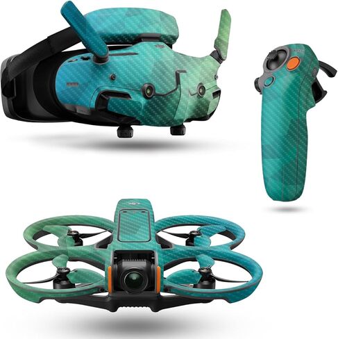 جلد الطائرة بدون طيار من ألياف الكربون متوافق مع حزمة DJI Avata 2 (2024) - مضلع أزرق أخضر - غطاء لاصق واقٍ من الفينيل 3M ممتاز - سهل التطبيق | صُنع في الولايات المتحدة الأمريكية بواسطة MightySkins in Kuwait