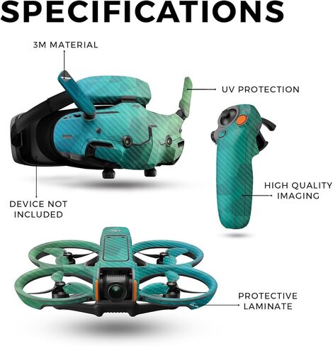 جلد الطائرة بدون طيار من ألياف الكربون متوافق مع حزمة DJI Avata 2 (2024) - مضلع أزرق أخضر - غطاء لاصق واقٍ من الفينيل 3M ممتاز - سهل التطبيق | صُنع في الولايات المتحدة الأمريكية بواسطة MightySkins in Kuwait
