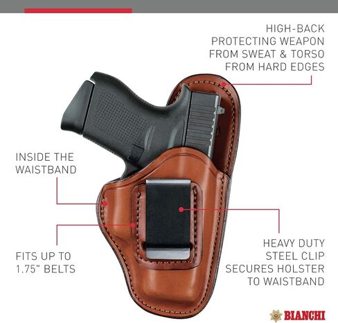 Bianchi Gun Leather #100 Professional IWB, Tan, Right Hand, SZ10A, Beretta Nano, Glock 26, 27, 43, Springfield XDS, Taurus PT-111, PT-140, PT-145 & Walther PPS (19232) in Saudi Arabia