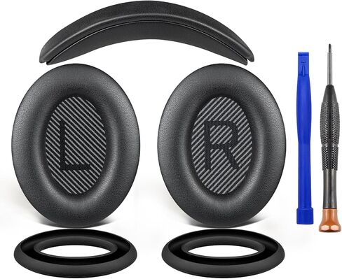 مجموعة استبدال SOULWIT لسماعات الرأس Bose SoundTrue حول الأذن II (Sound True AE2) ووسائد الأذن + عصابة الرأس + واقي غطاء وسائد الأذن من السيليكون - أسود (أزرق) in Kuwait