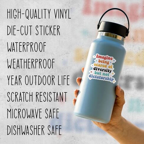 (3Pcs) Imagine Being Scared Of Diversity But Not Dictatorship Stickers 2" Democrat Liberal Political Waterproof Die-Cut Vinyl Sticker for Laptop, Water Bottle, Tumbler Decal Gifts for Her Him 2 Inches in Saudi Arabia