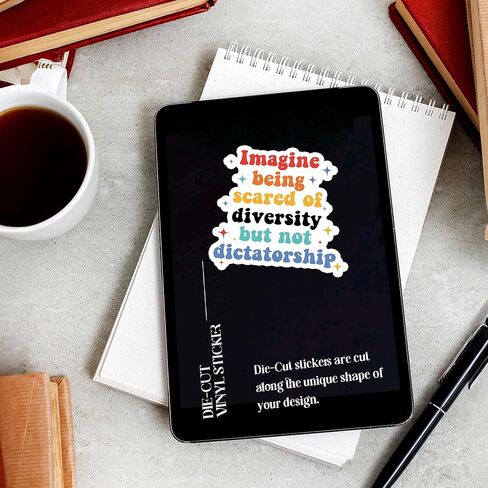 (3Pcs) Imagine Being Scared Of Diversity But Not Dictatorship Stickers 2" Democrat Liberal Political Waterproof Die-Cut Vinyl Sticker for Laptop, Water Bottle, Tumbler Decal Gifts for Her Him 2 Inches in Saudi Arabia