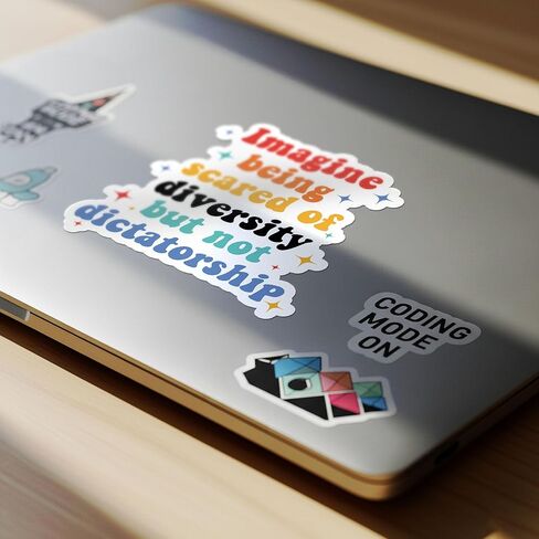 (3Pcs) Imagine Being Scared Of Diversity But Not Dictatorship Stickers 2" Democrat Liberal Political Waterproof Die-Cut Vinyl Sticker for Laptop, Water Bottle, Tumbler Decal Gifts for Her Him 2 Inches in Saudi Arabia