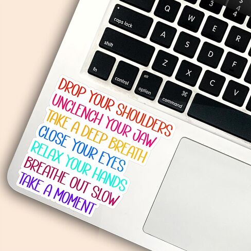 (3Pcs) Drop Your Shoulders Unclench Your Jaw Take A Deep Breath Sticker Self-Care Relaxation Mindfulness Decal Waterproof for Water Bottles Laptop Notebook Tumbler Phone Case Size 3x3 in Saudi Arabia