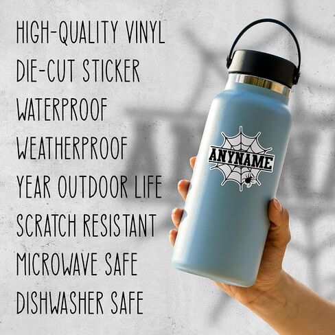 Custom Name Sticker Personalized Spider Web Spooky Name Waterproof Die-Cut Vinyl Stickers for Tumbler, Water Bottle, Laptop, Hard Hat, Phone, Cute Gifts for Her Him in Kuwait