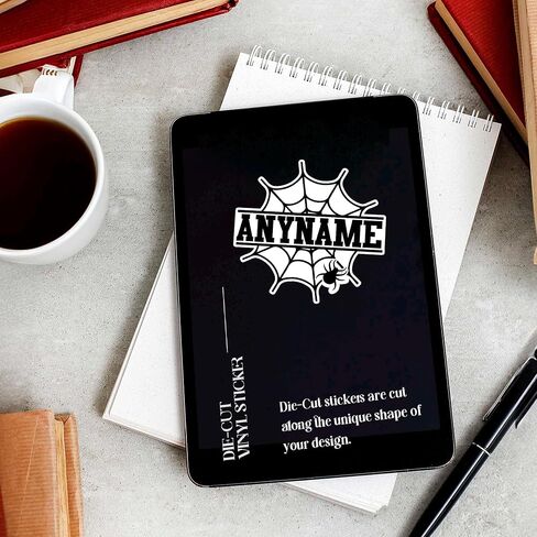 Custom Name Sticker Personalized Spider Web Spooky Name Waterproof Die-Cut Vinyl Stickers for Tumbler, Water Bottle, Laptop, Hard Hat, Phone, Cute Gifts for Her Him in Kuwait