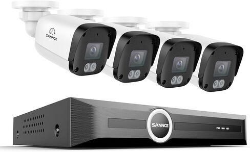 نظام أمان SANNCE 5MP PoE، 8CH 6MP NVR للمراقبة مع 8 قطع 5MP HD كاميرات رصاصة مقاومة للطقس مع ضغط فيديو H.265، LED IR ذكي، تنبيه دفع التطبيق، الوصول عن بعد (بدون HDD) in Kuwait