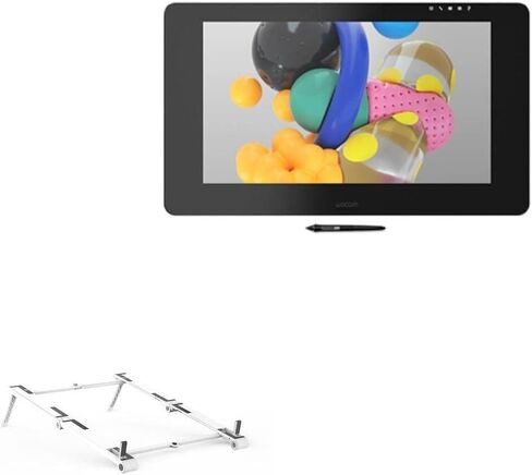 حامل وحامل BoxWave متوافق مع Wacom Cintiq Pro 24 Touch (DTH-2420) - حامل ألومنيوم للجيب 3 في 1، حامل عرض محمول متعدد الزوايا - فضي معدني in Saudi Arabia