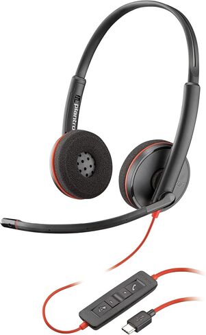 Poly Blackwire 3220 Wired Headset with Mic, Hi-Fi Stereo Sound, Noise-Canceling Mic, Stereo Design, Connect to PC via USB-C & USB-A Adapter, (Renewed) in Saudi Arabia