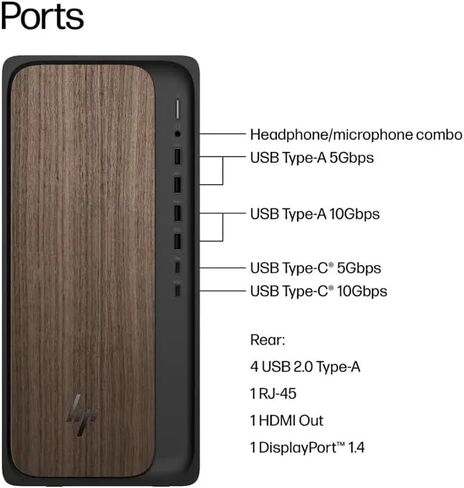 HP OmniDesk M03 Desktop Intel 20-Core Ultra 7 265 Intel Graphics 64GB DDR5 4TB SSD Wi-Fi 6 Bluetooth 5.2 Wireless Keyboard and Mouse Windows 11 Pro Dark Wood w/ONT 32GB USB in Saudi Arabia