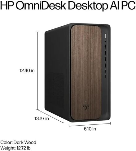 HP OmniDesk M03 Desktop Intel 20-Core Ultra 7 265 Intel Graphics 64GB DDR5 4TB SSD Wi-Fi 6 Bluetooth 5.2 Wireless Keyboard and Mouse Windows 11 Pro Dark Wood w/ONT 32GB USB in Saudi Arabia